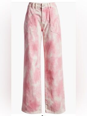 Tie-Dye Pink Wide-Leg Jeans